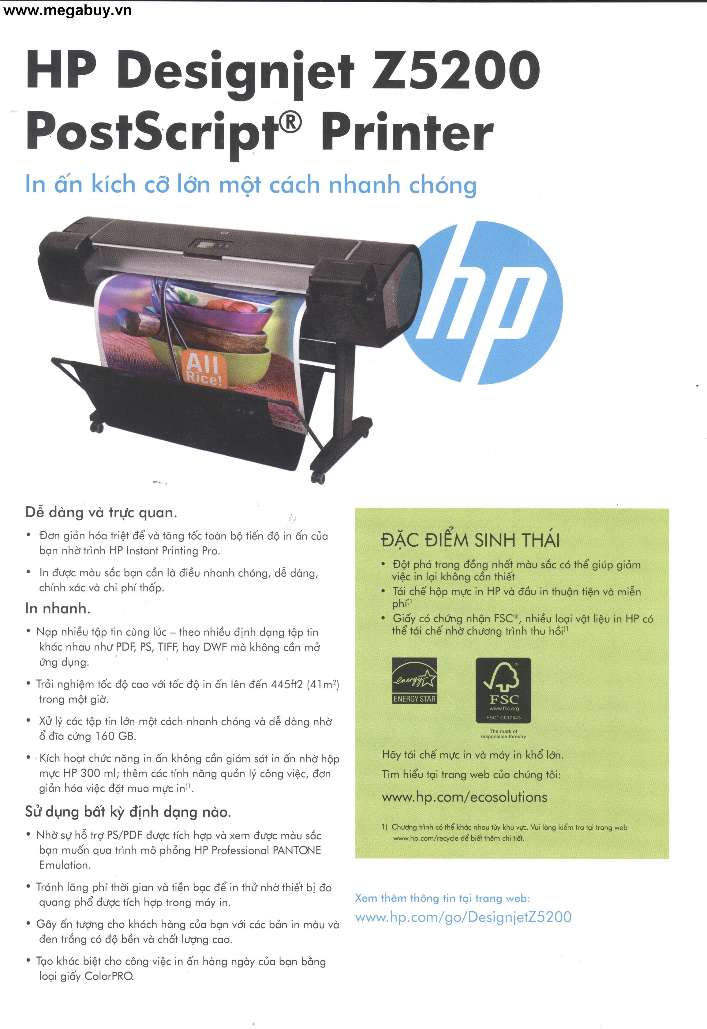 Máy in khổ rộng HP Designjet Z5200 PostScript Printer