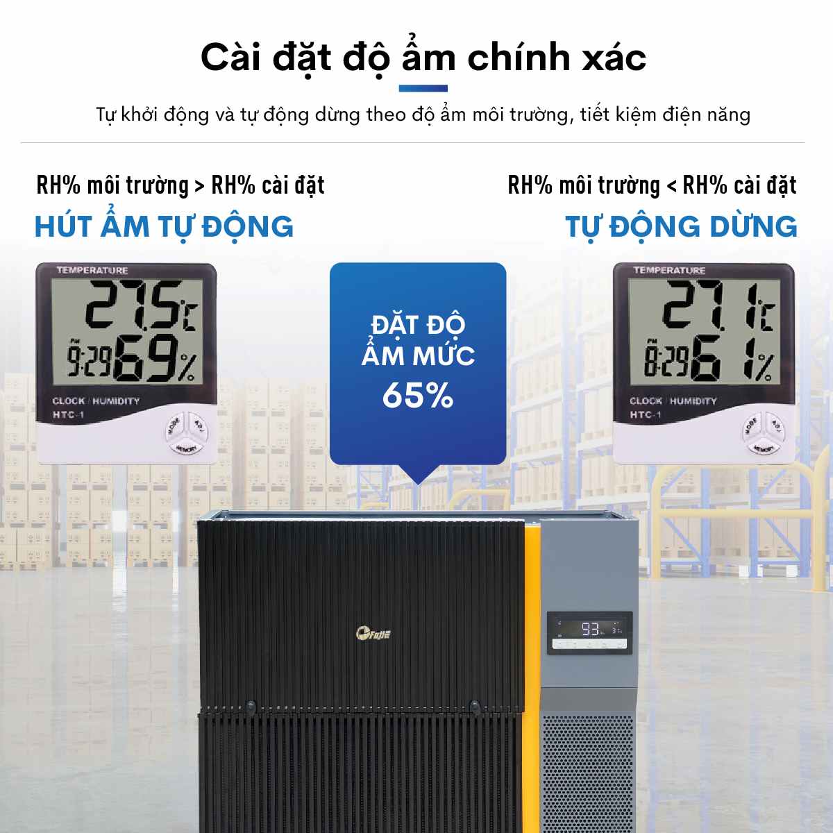 Máy hút ẩm công nghiệp FujiE HM-6480EN 3 pha thế hệ mới