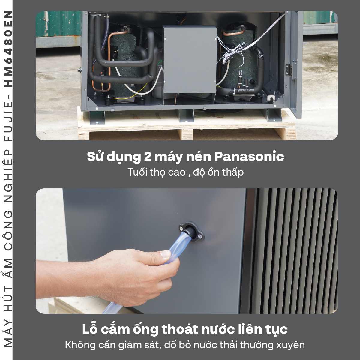 Máy hút ẩm công nghiệp FujiE HM-6480EN 3 pha thế hệ mới