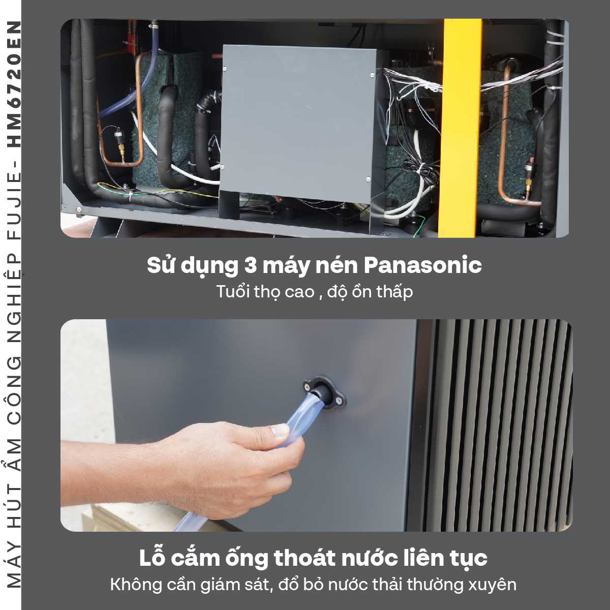 Máy hút ẩm công nghiệp FujiE HM-6720EN 3 pha thế hệ mới