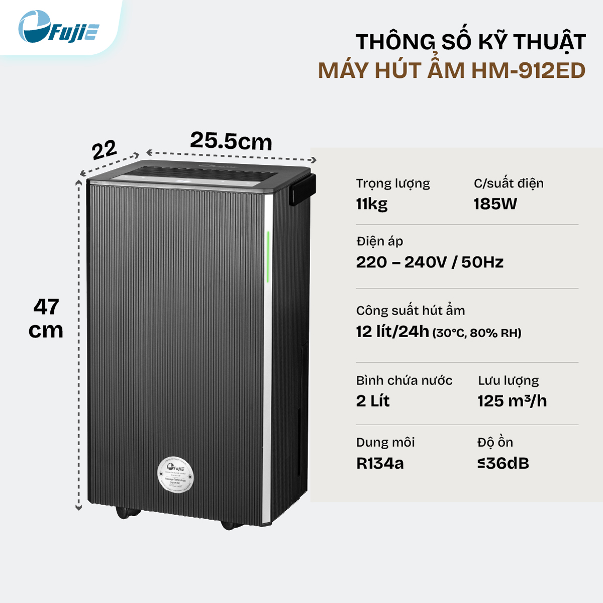 Máy Hút Ẩm Dân Dụng FujiE HM-912ED