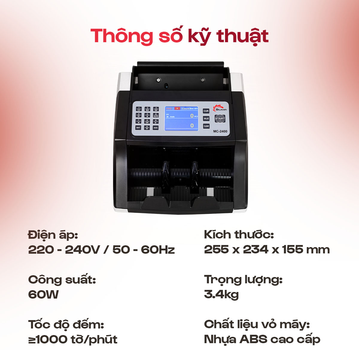 Máy Đếm Tiền Silicon MC-2400 Máy Đếm Tiền Silicon MC-2400
