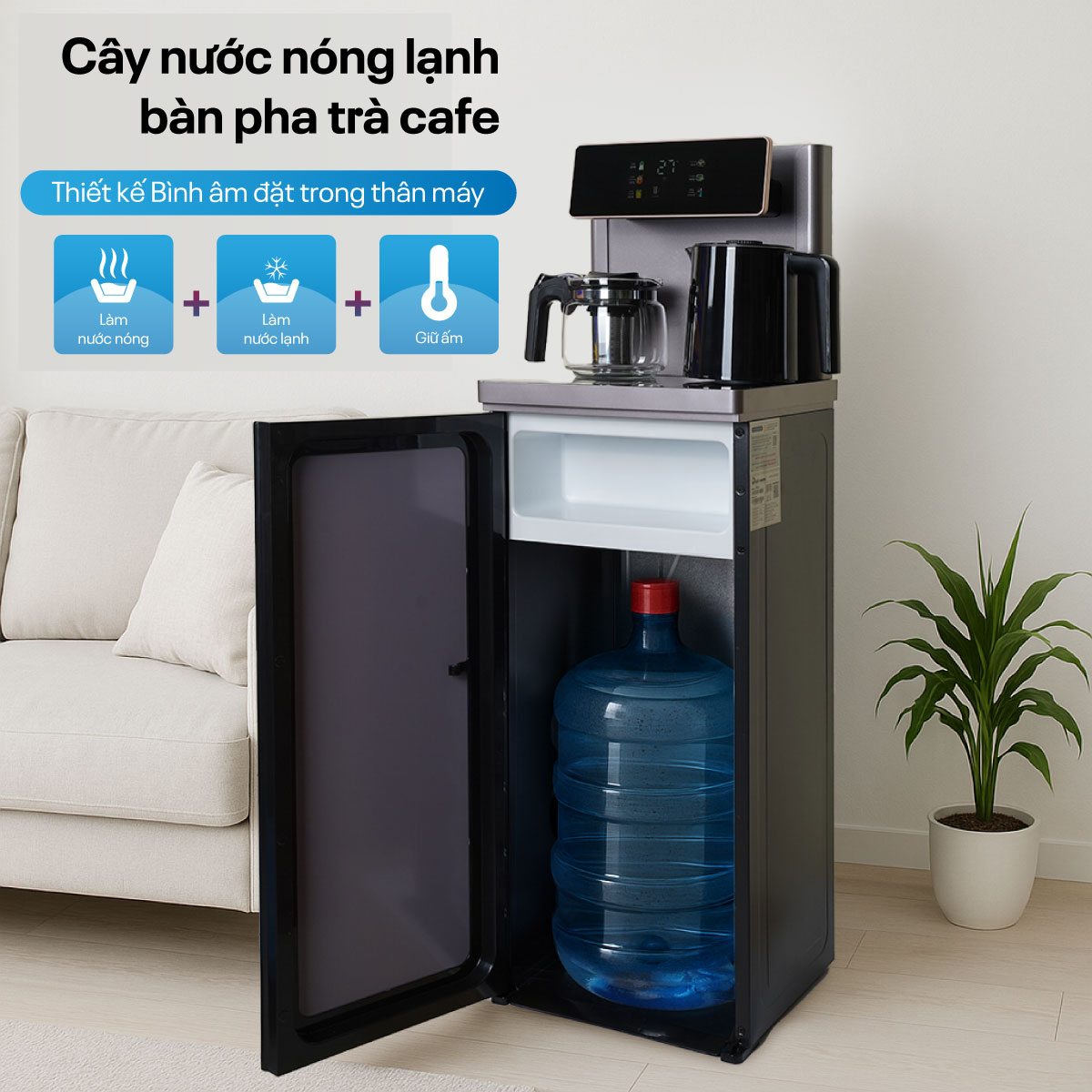 Cây nước nóng lạnh kết hợp bàn pha trà, cafe FujiE TB245