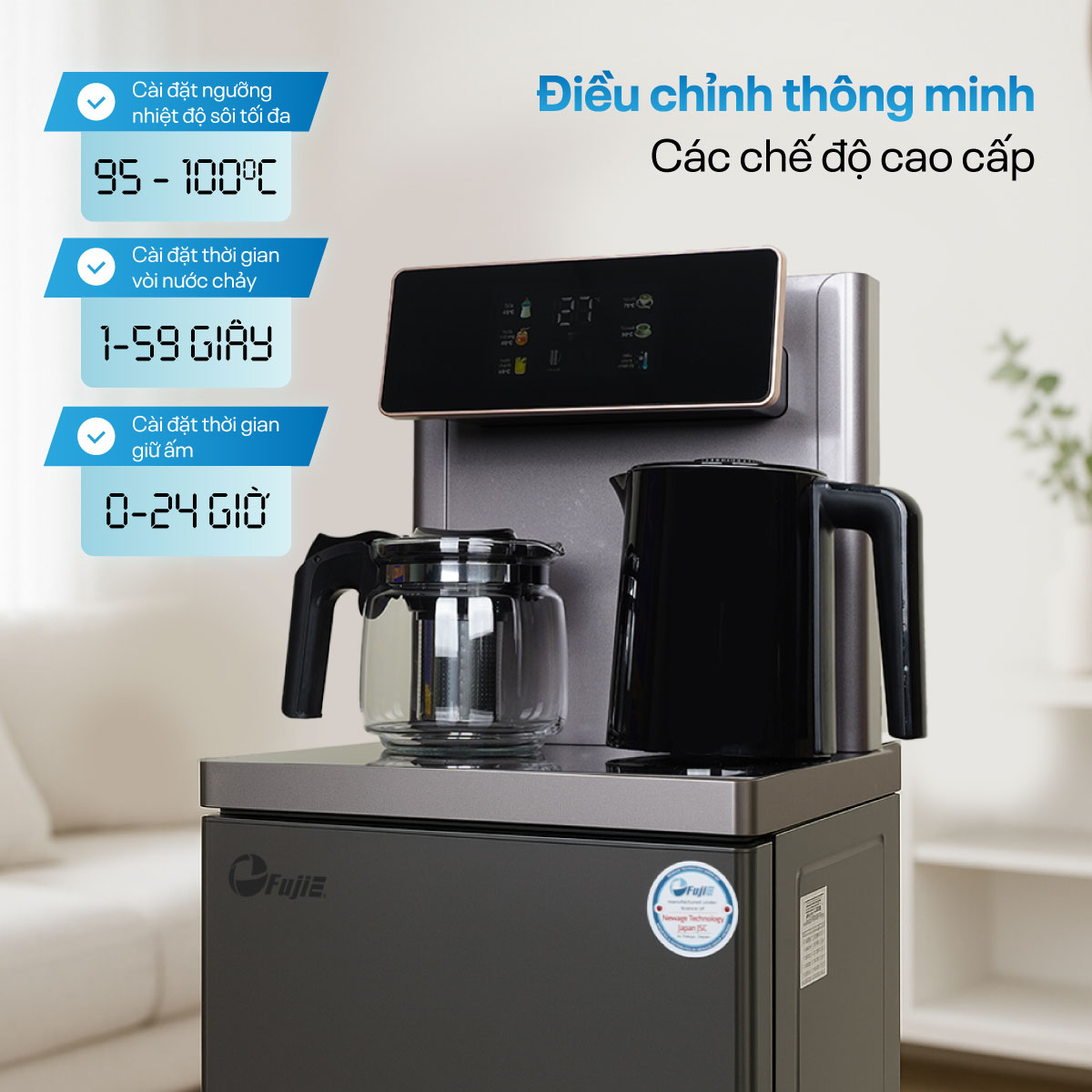 Cây nước nóng lạnh kết hợp bàn pha trà, cafe FujiE TB245