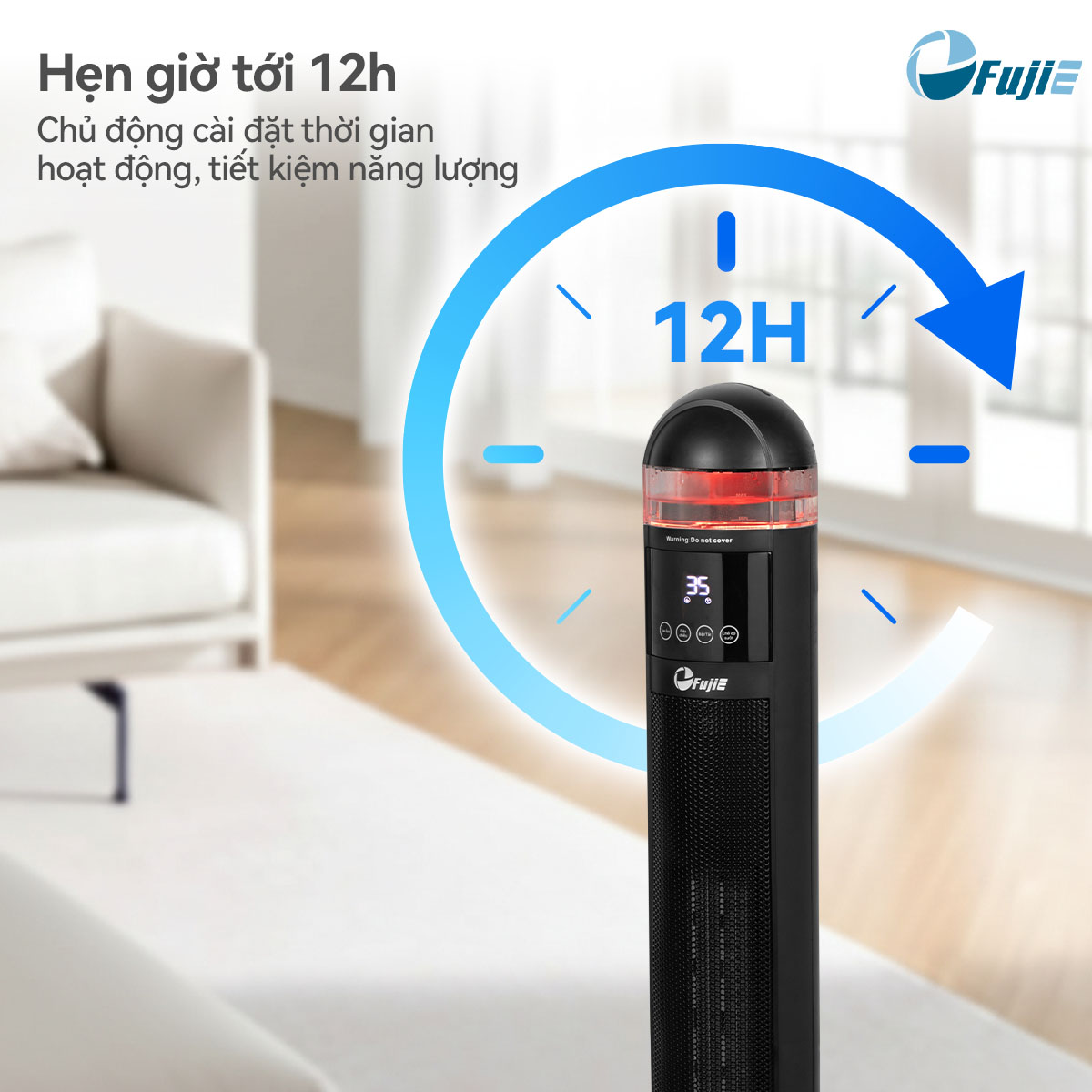 Máy sưởi gốm FujiE VH221 Điều khiển từ xa: Thoải mái điều khiển từ mọi vị trí trong phòng.