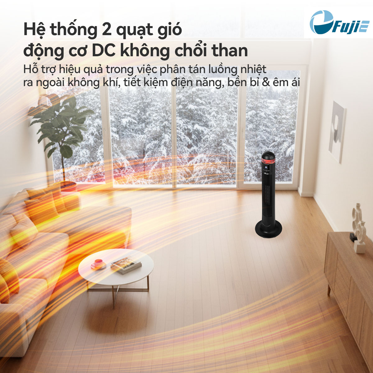 Máy sưởi gốm FujiE VH221 Điều khiển từ xa: Thoải mái điều khiển từ mọi vị trí trong phòng.