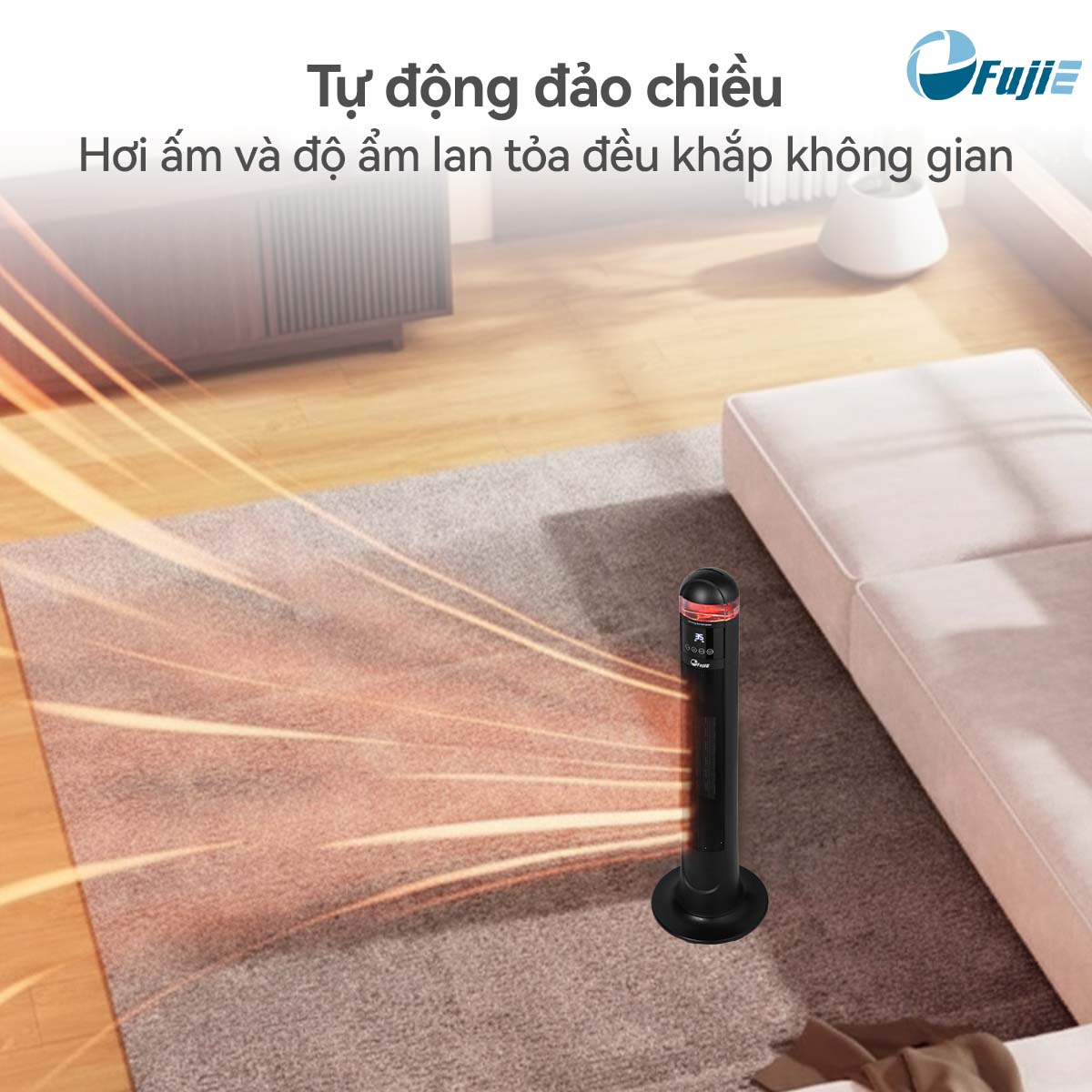 Máy sưởi gốm FujiE VH221 Điều khiển từ xa: Thoải mái điều khiển từ mọi vị trí trong phòng.